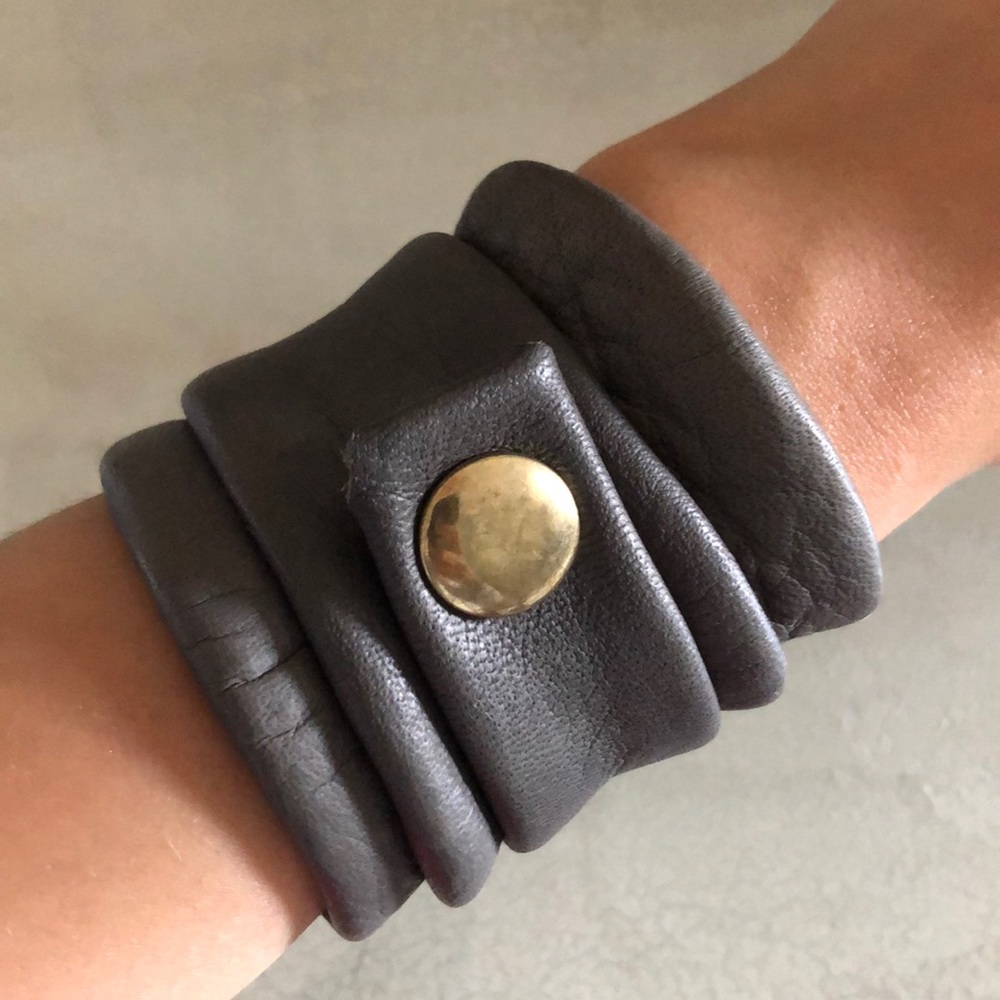 Handmade one of a kind leather wrap cuff bracelet